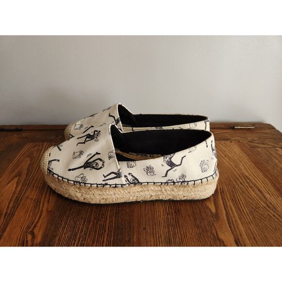 Karl Lagerfeld Paris Antibes Canvas Platform Espadrille Slip On Shoes Size 6.5M - Picture 1 of 6